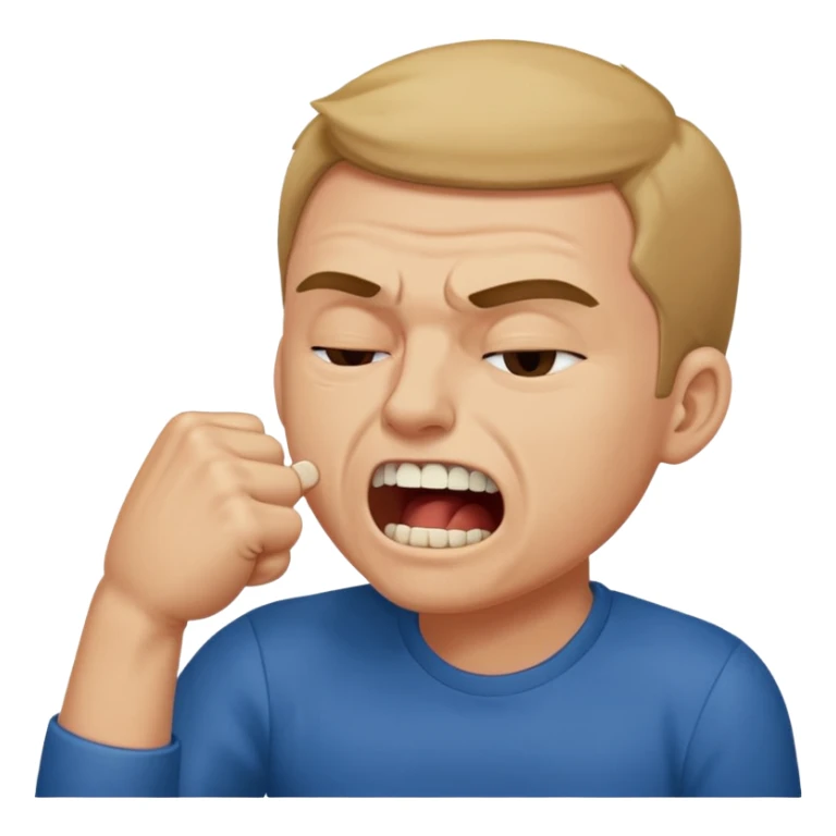 Guy biting his fist with teeth and squeezing his eyes shut  sticker