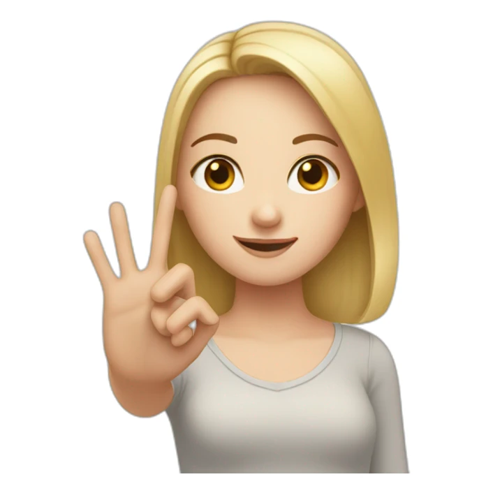 white girl showing three fingers on one hand sticker