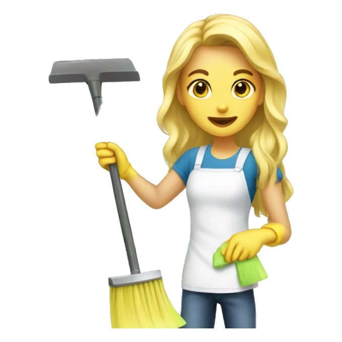 Blonde girl cleaning the house sticker