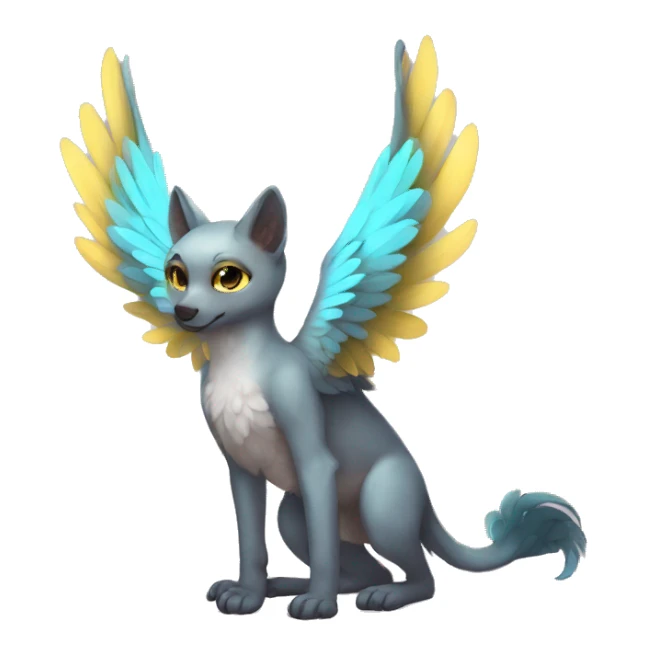 Anthro shy cute winged animal hybrid full body sticker