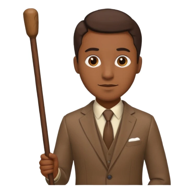 Give me a brown suit with stick just the clothes and add a stick beside sticker