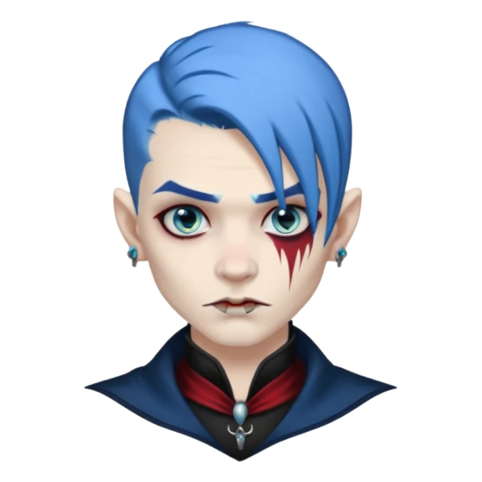 wampire with blue hair and face tattoed sticker