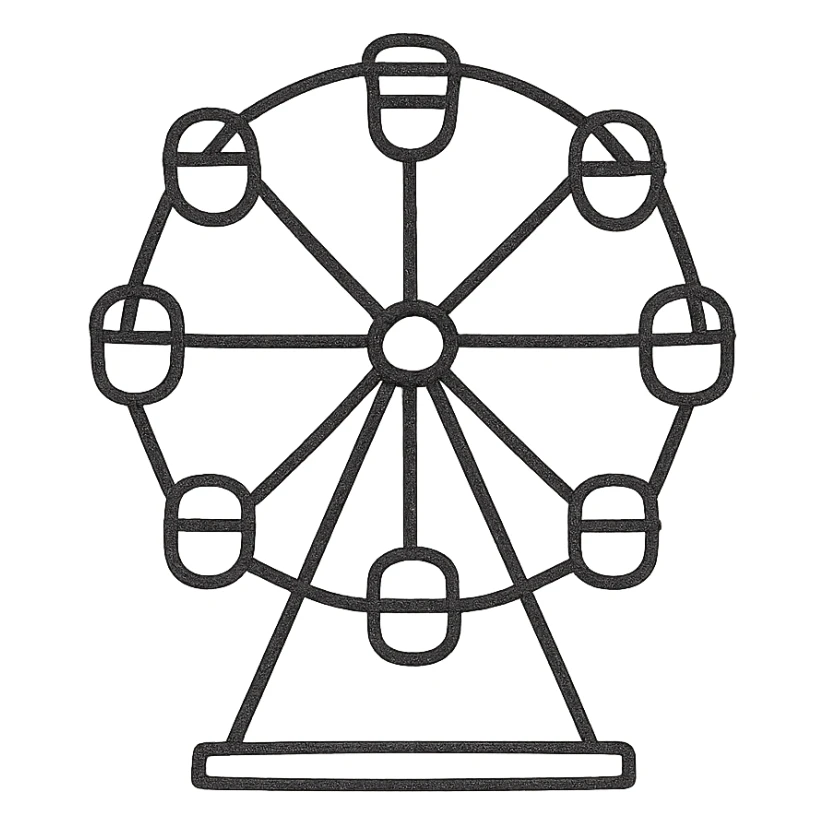 bold lines icon of a carnival wheel ride sticker