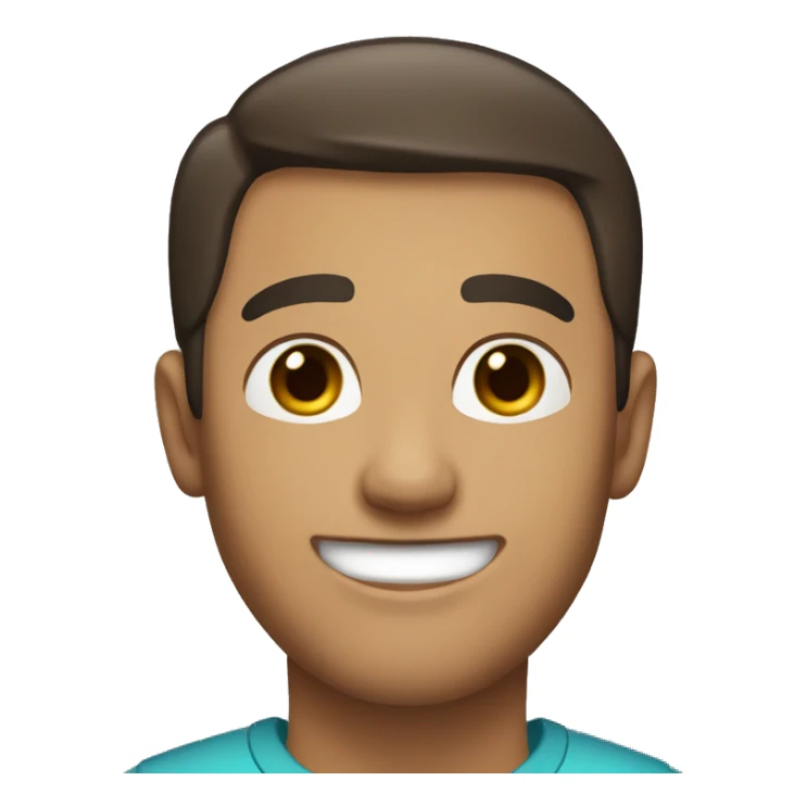 An man with light skin, short dark brown  hair, a smiling face without a beard and fit. Make him have dark brown hair sticker