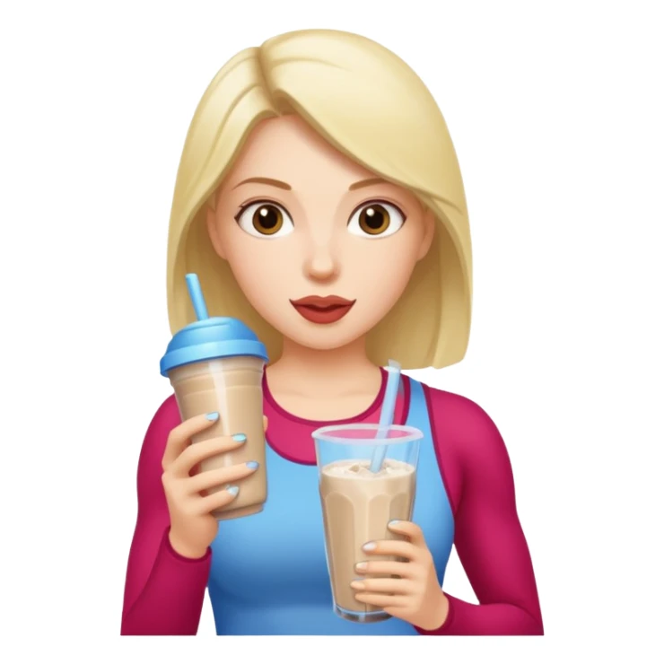 woman eating protein shake sticker
