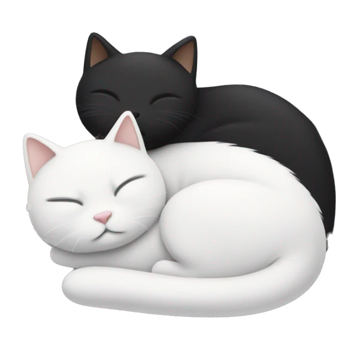 One black and one white cat sleeping and hugging each other sticker