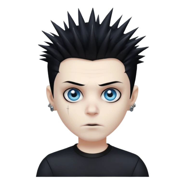 White zombie boy, spiky hair, anarchic blouse, relaxed eyes  sticker