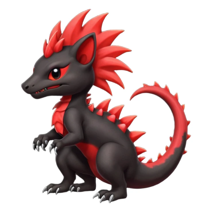 Shiny cool badass Fiery gothic evil black and red salandit-Liten-torracat with a red Mohawk  sticker