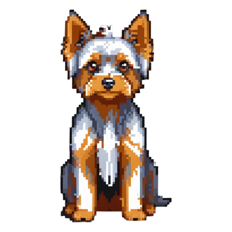 yorkshire terrier dog with small body, pointed ears, and silky fur sticker