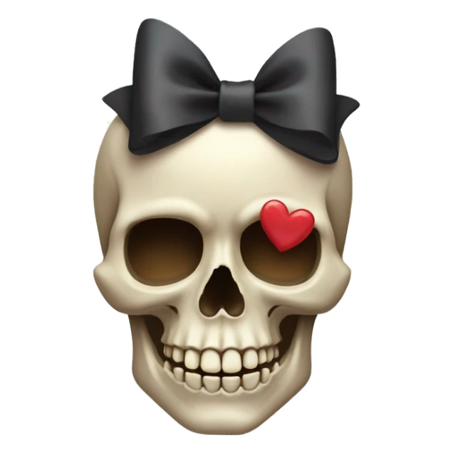 Skull with bow and hearts sticker