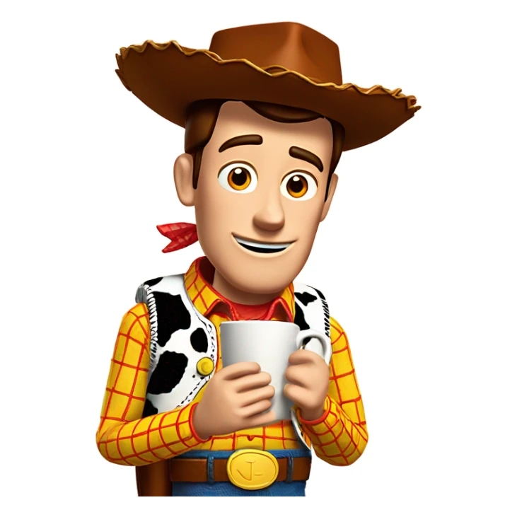 Woody from Toy Story drinking coffee sticker