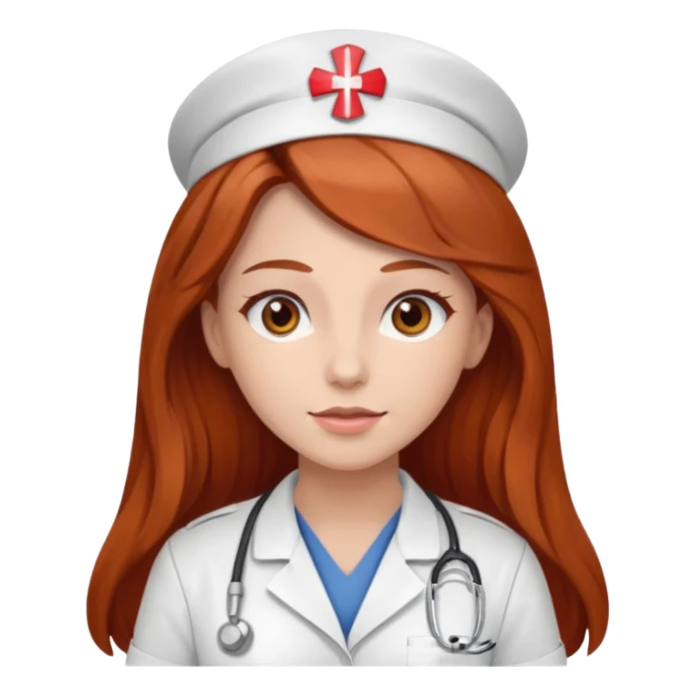 nurse with long brown/red hair with brown eyes sticker