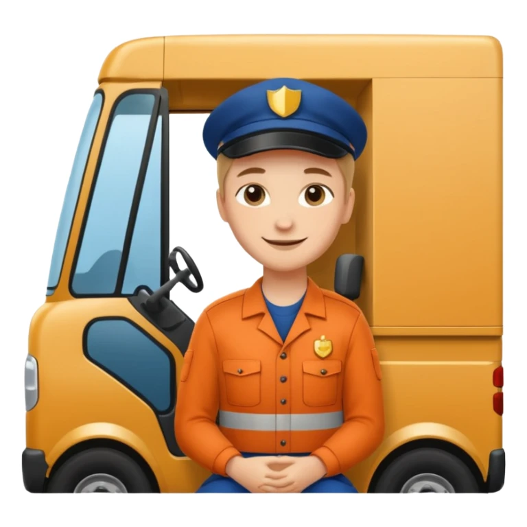 create a realistic emoji of a logistic worker parking and resting  sticker
