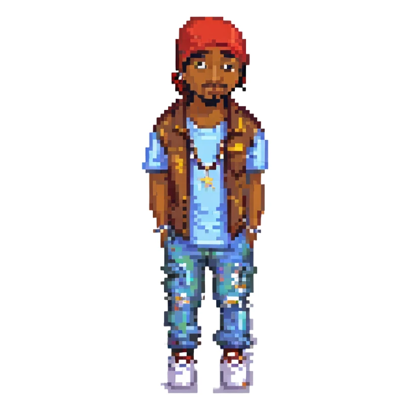 2Pac в полный рост, no background sticker