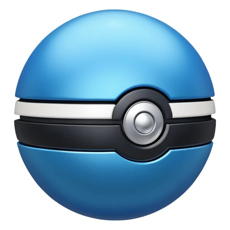 blue pokeball emoji, top half is a more saturated blue, bottom half is white, black stripe, with a metallic sheen sticker