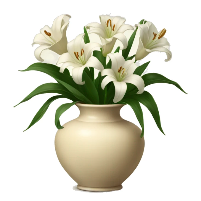 Vintage beige vase filled with white lilies sticker