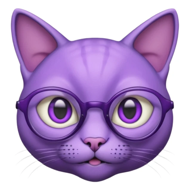 purple alien cat with no fur, and spectacles and hair sticker