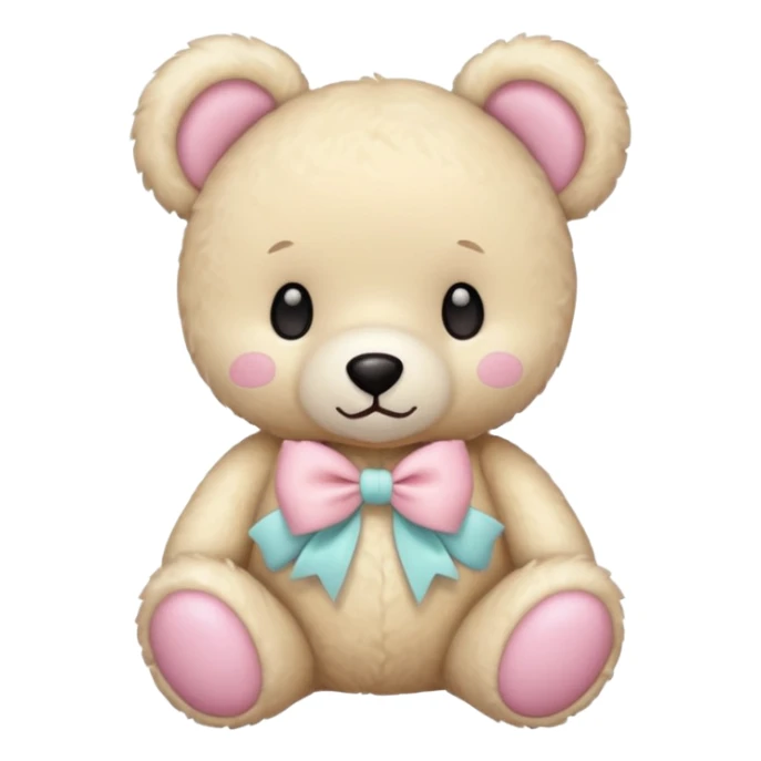 cream colored teddy bear with pastel pink bow sticker
