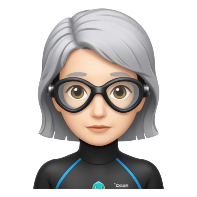 Grey haired woman scuba diver  sticker