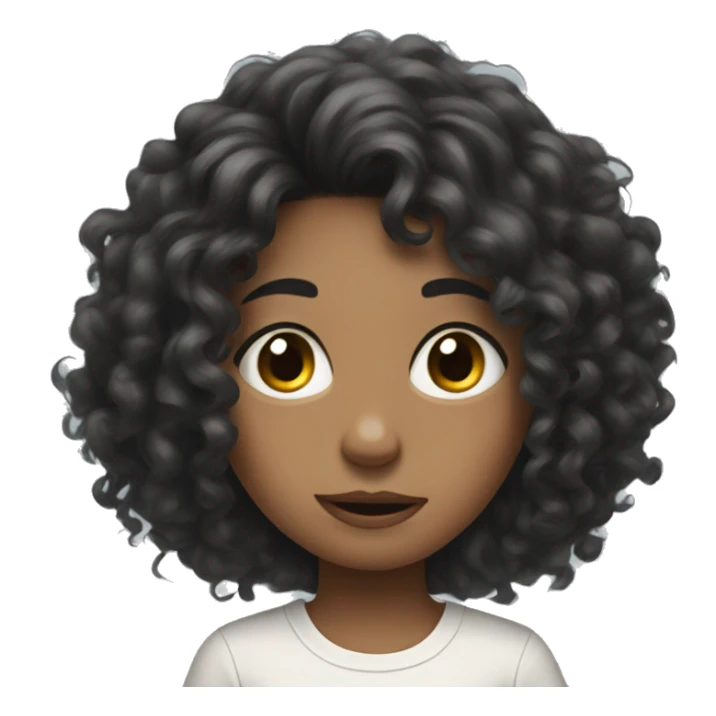 Girl with curly black hair with iPad and she is messy  sticker