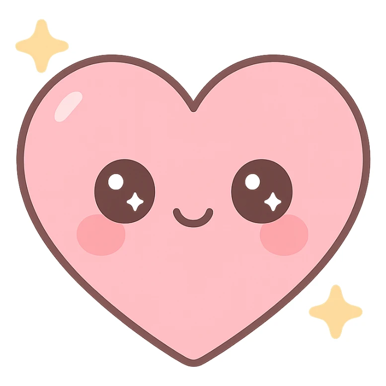 anime style heart, sparkling eyes, kawaii expression, pastel colors sticker