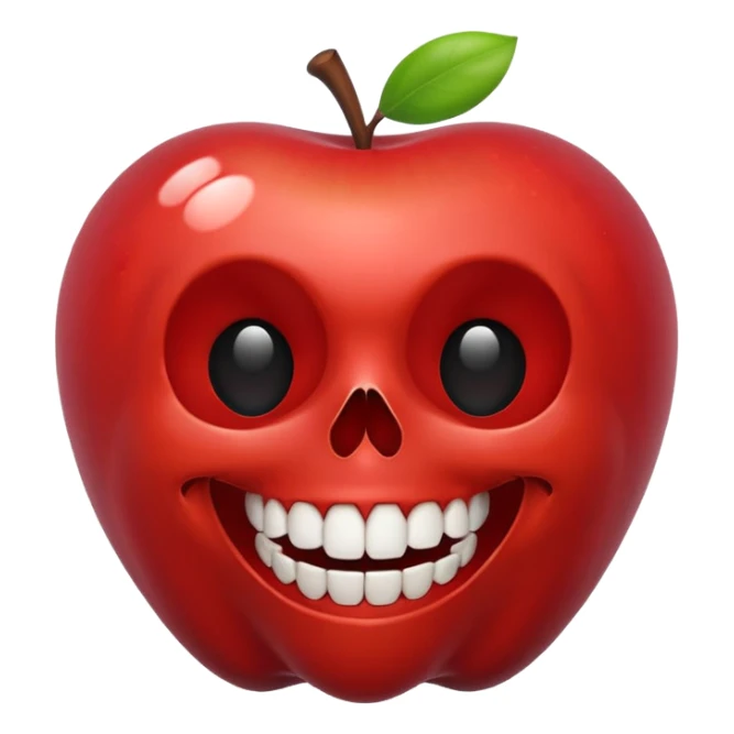 skull apple style emoji with a big grin sticker