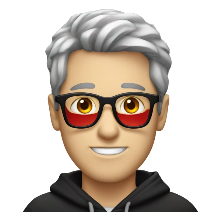 White guy with black and  with red glass and black hoodie sticker