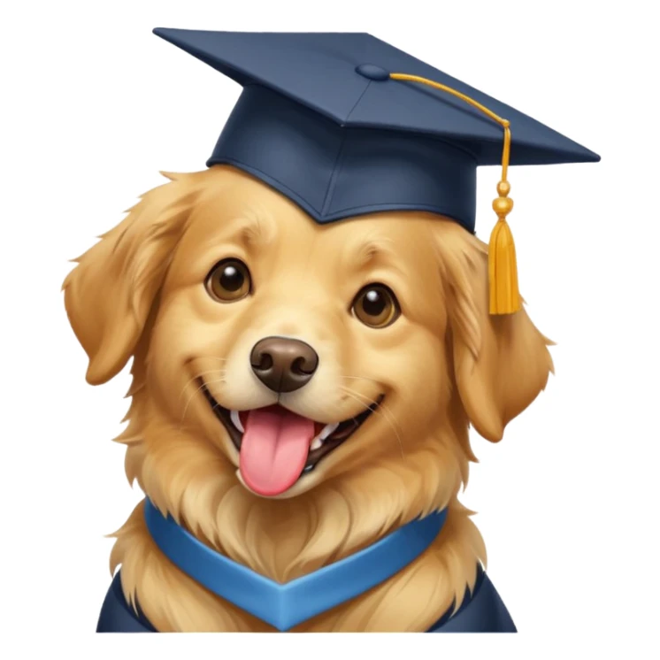 happy dog wearing a graduation cap sticker