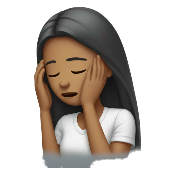 Girl holding her head in distress  sticker