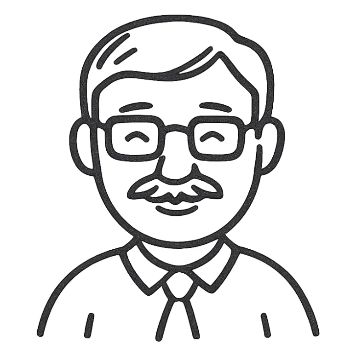father, friendly and approachable, simple icon style, minimal line art, gentle and kind expression sticker