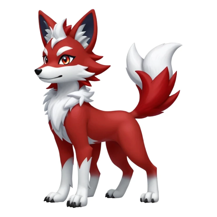 Shiny Red Anthro furry Lycanroc-Midnight-Form (full body) sticker