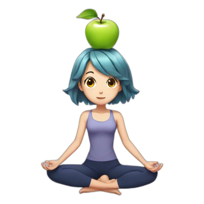 Anime girl with apple yoga sticker