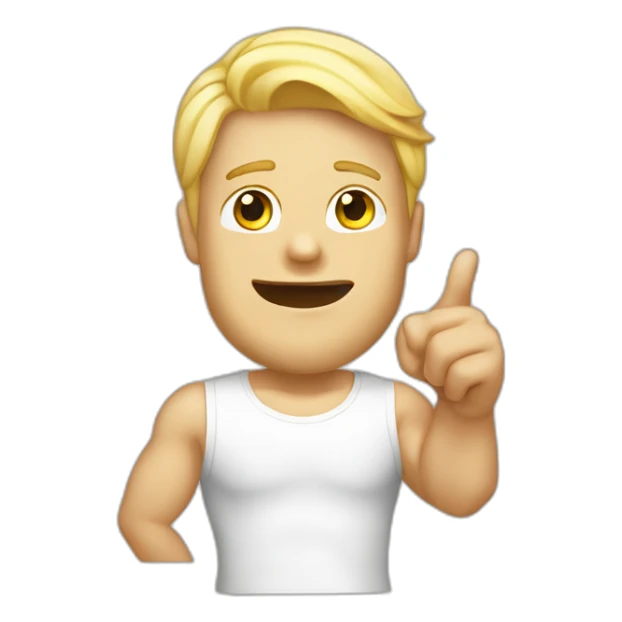 pointing finger upwards white blonde man tanktop sticker