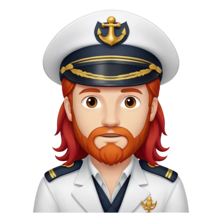 a male boat captain with long red hair no beard  sticker