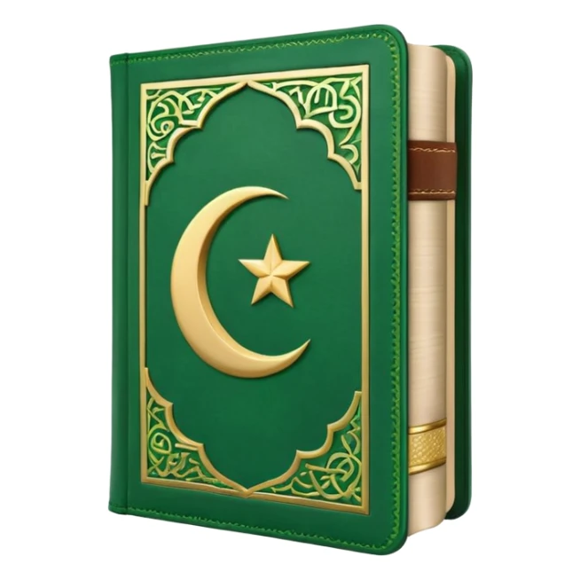 Closed Quran with the Islamic Symbol on it (moon and star) green sticker