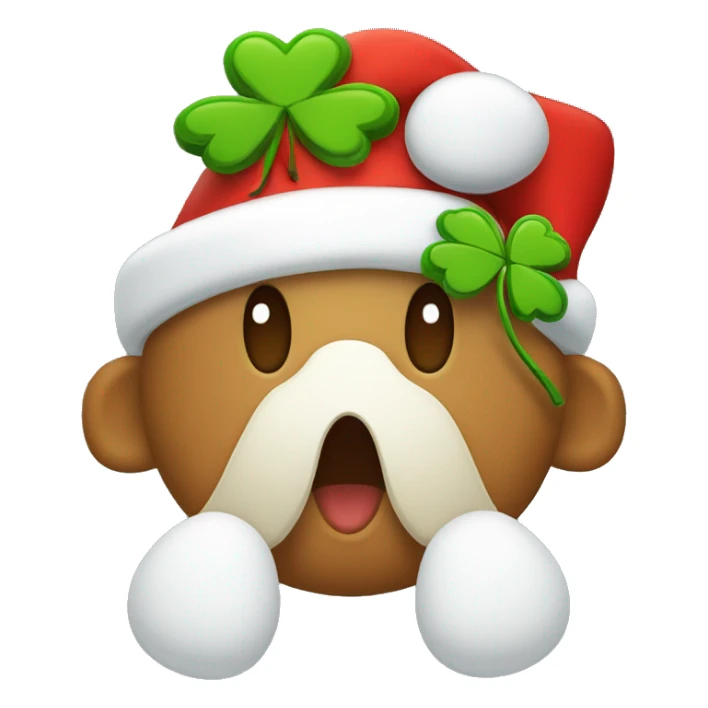 four-leaves clover with christmas hat on top sticker