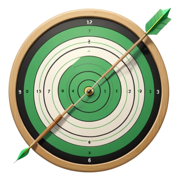 A bow with an arrow drawn back, aimed at a target with concentric rings. The background suggests a calm, outdoor archery range, emphasizing the precision, focus, and skill required in archery as a competitive sport. sticker