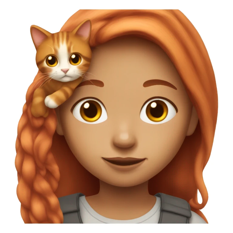 Red long hair girl with calico cat sticker