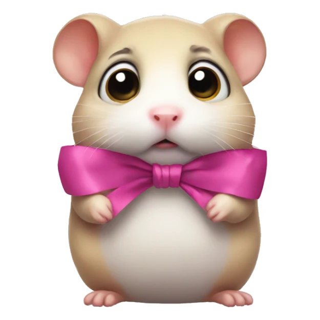 Sad hamster huge eyes and a ribbon sticker