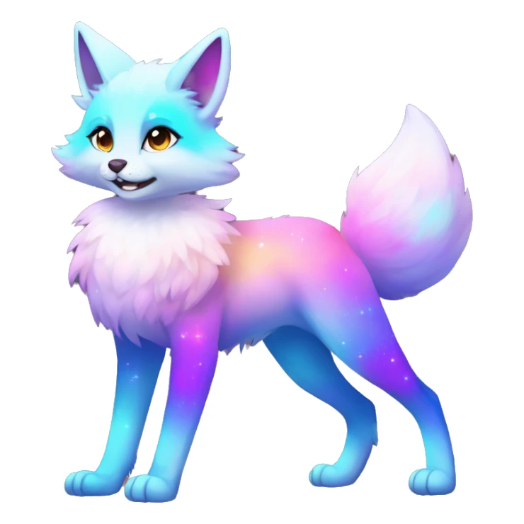 Colorful gradient-Sparkle-fox-cat-nebula-fursona anthropomorphic furry full body sticker