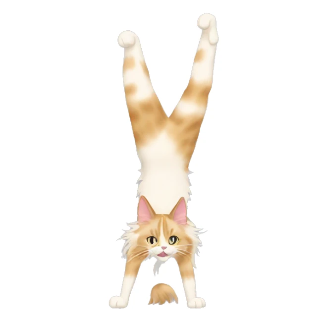 cream maine coon doing a handstand  sticker