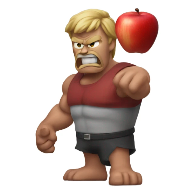 Very Muscular angry red apple sticker