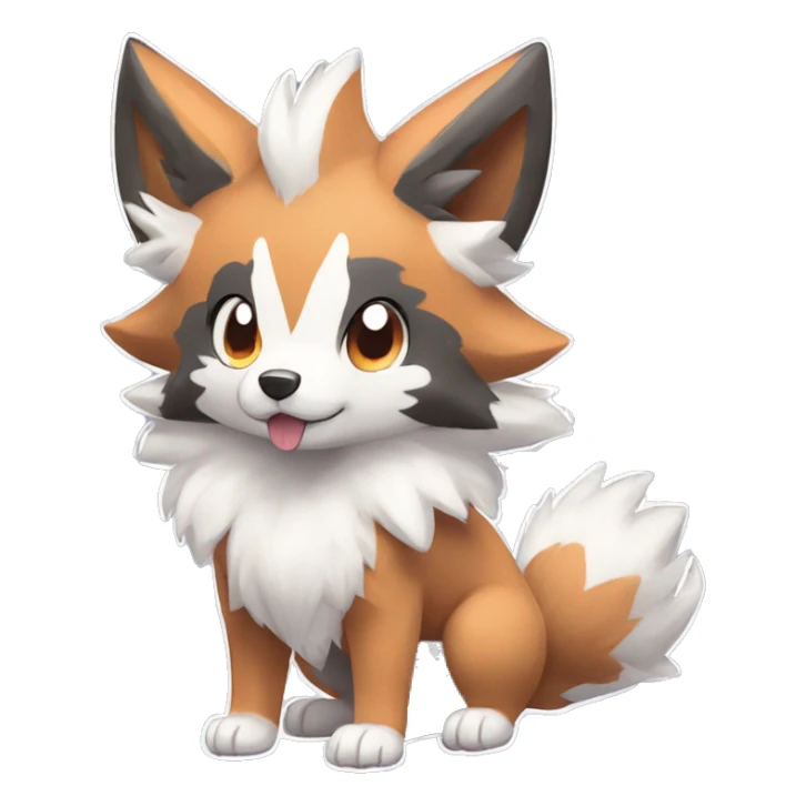 Kawaii Chibi Poochyena-Lycanroc-Pokémon Full Body sticker