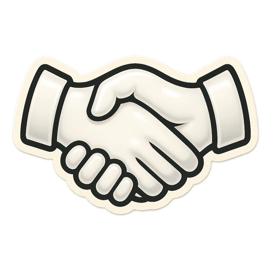 make me a white colour  handshake with white outline sticker