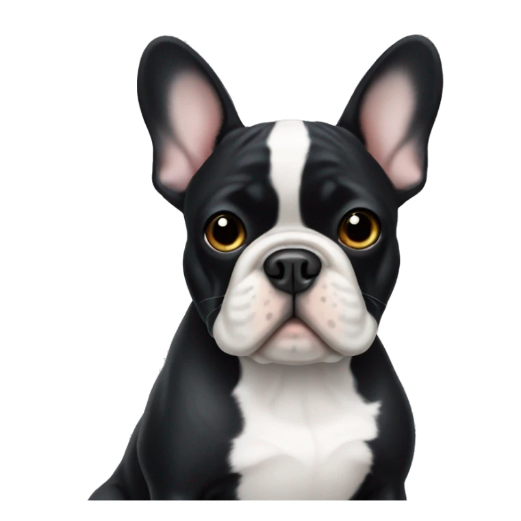 Black French bulldog with white breast sticker