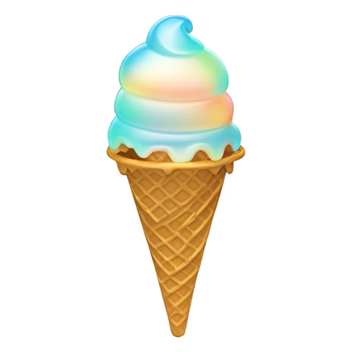 opal Crystal ice cream scoop on gold waffle cone sticker