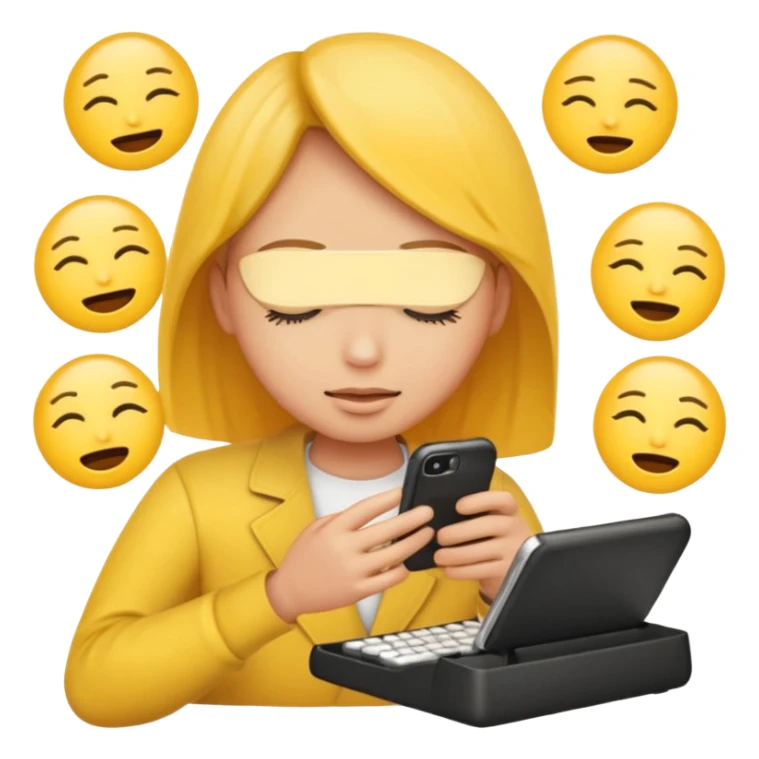 Yellow emoji circle face with phone keypad typing busy signal sticker