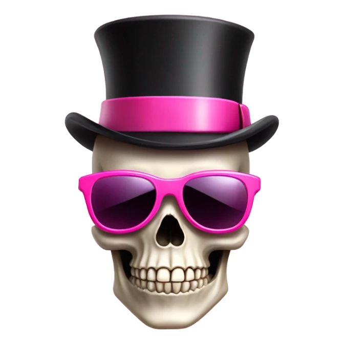 Skull wearing a top hat and pink sunglasses sticker