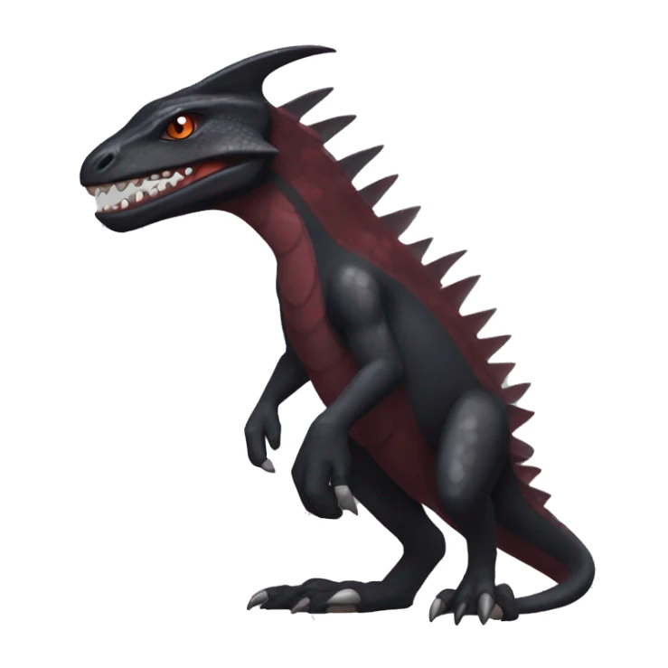 cool edgy black and maroon Dark-type nargacuga reptile Pokémon full body sticker