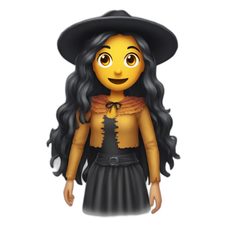 Chica guapa  pelo largo y suelto vestida de bruja de Halloween sticker